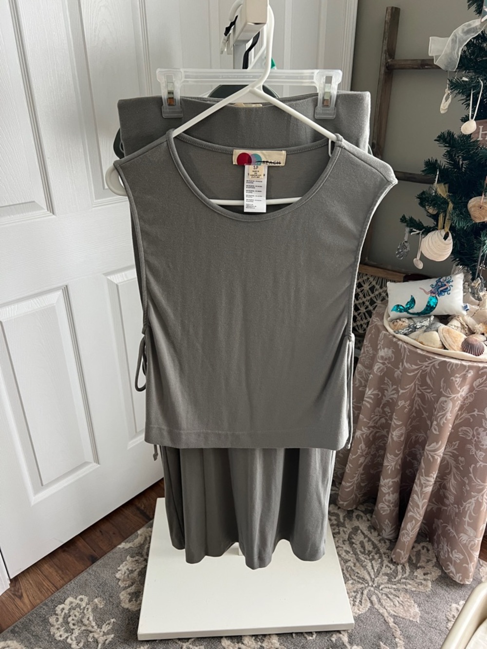 FP Beach Sinead Set in Gravel Gray- Side Ties and Tiny Slit in Back of Skirt